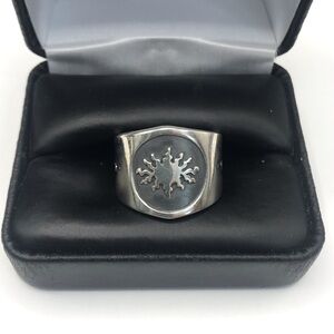 925 Sterling Silver Sunburst Signet Ring Size 9